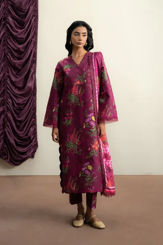 Ayzel The Bare Minimum Magenta Lawn – view 1 – Poshaq