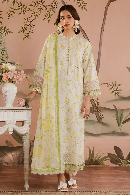 Ayzel Armelia Printed Lawn 25 Off White Organza – view 1 – Poshaq