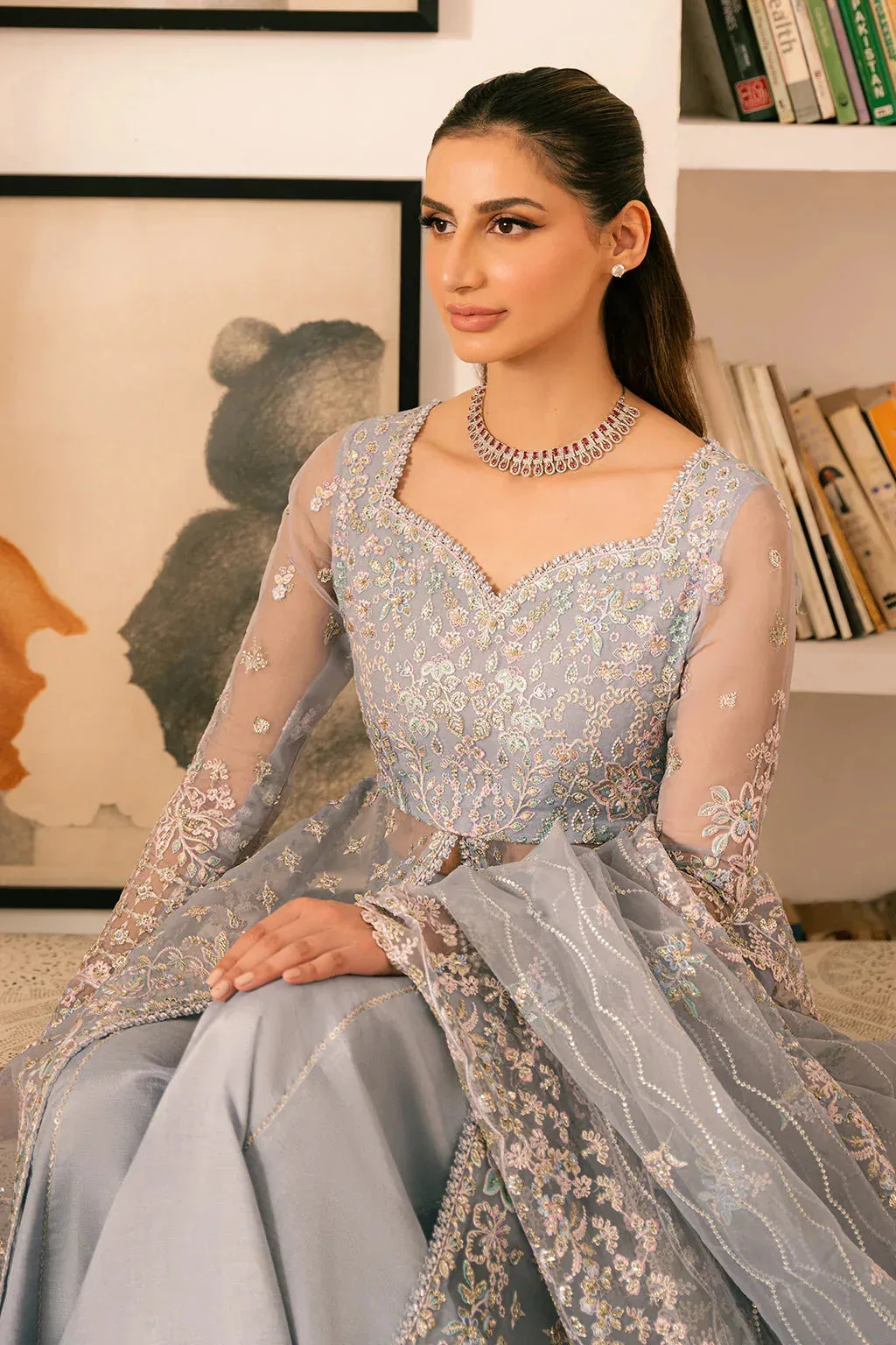 Ayzel Solene Wedding Formals Light Blue Raw Silk – view 3 – Poshaq