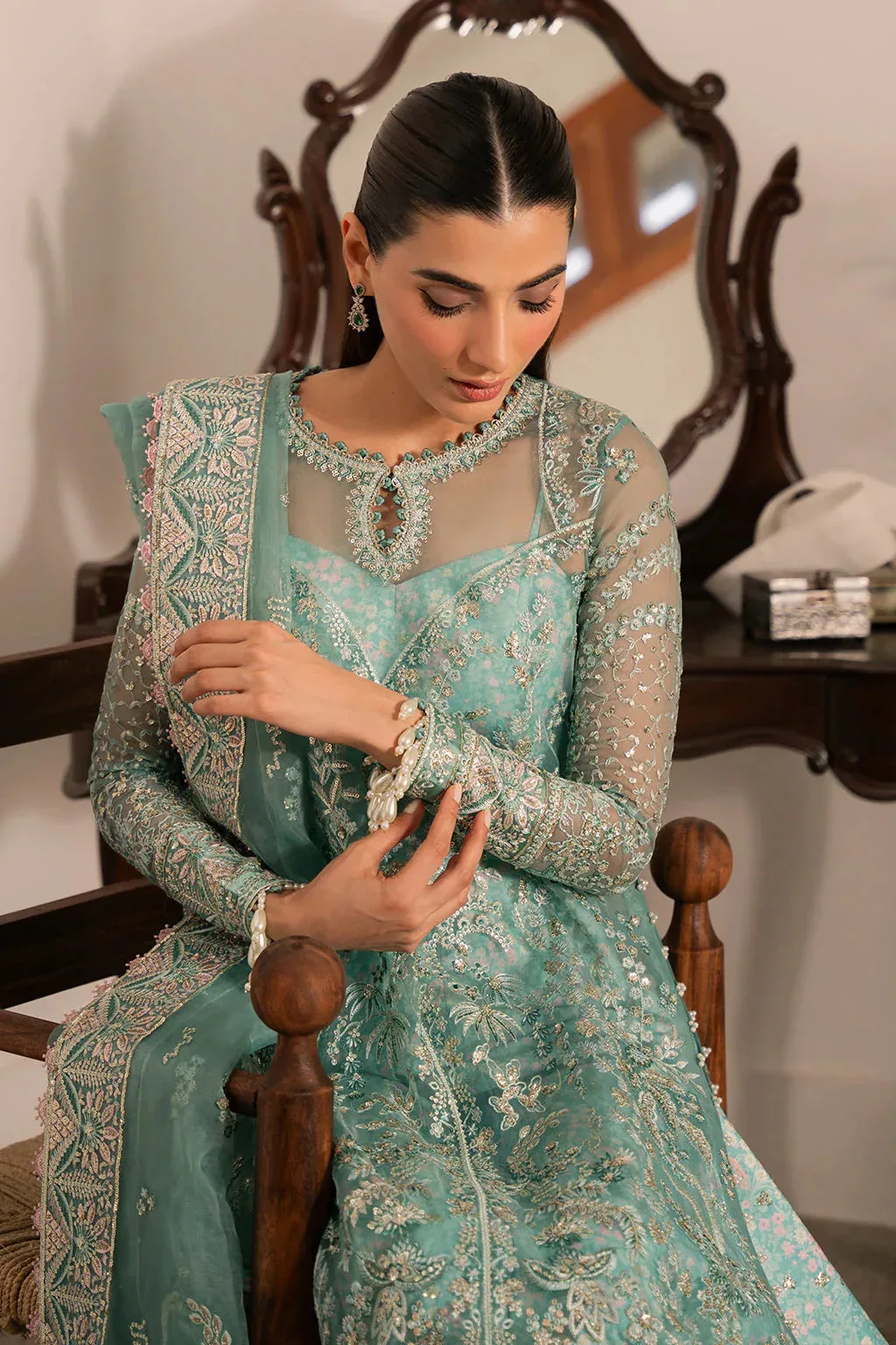 Ayzel Solene Wedding Formals Sea Green Organza – view 3 – Poshaq