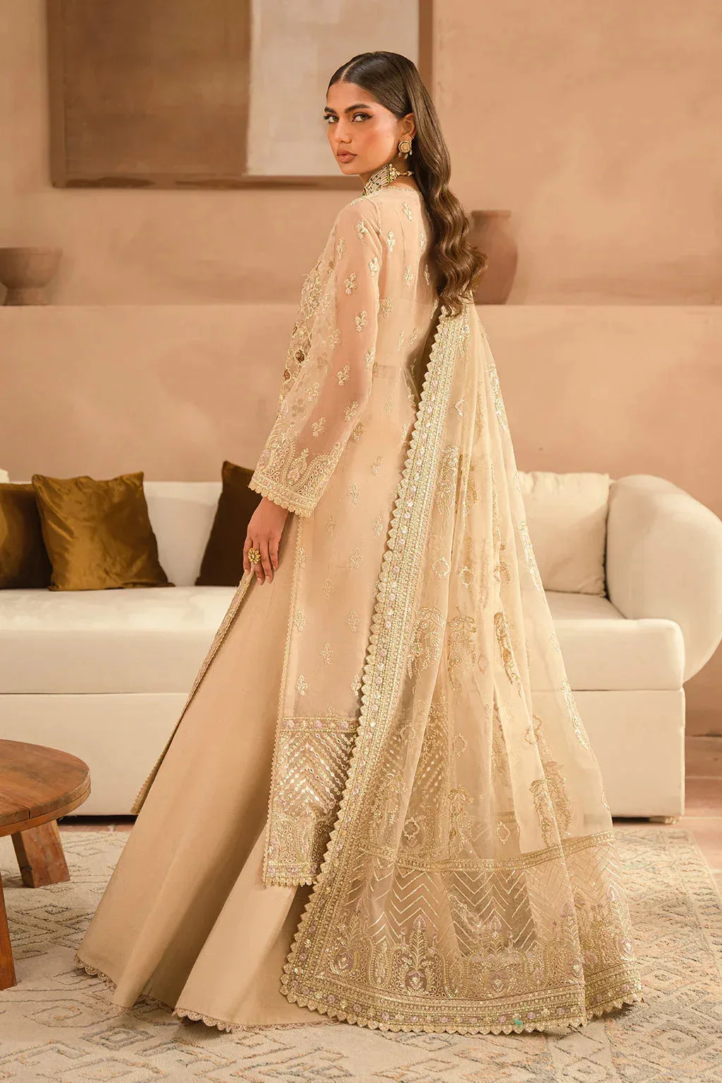 Ayzel Panache Wedding Formals Beige Raw Silk – view 2 – Poshaq