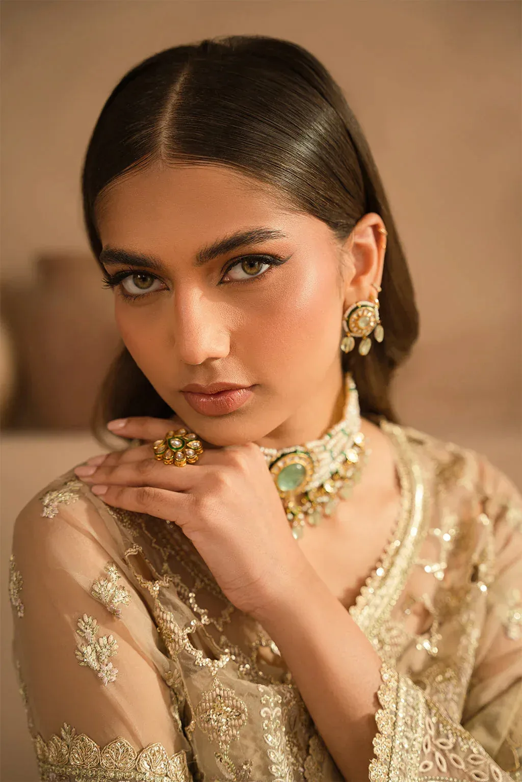 Ayzel Panache Wedding Formals Beige Raw Silk – view 3 – Poshaq