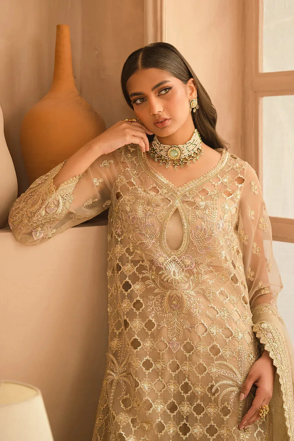 Ayzel Panache Wedding Formals Beige Raw Silk – view 5 – Poshaq