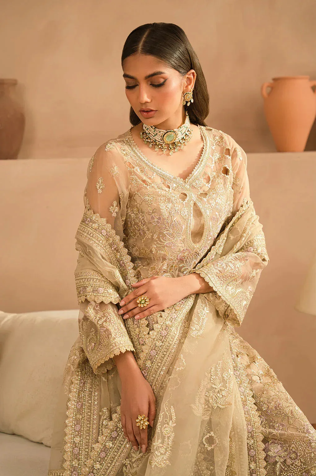 Ayzel Panache Wedding Formals Beige Raw Silk – view 6 – Poshaq