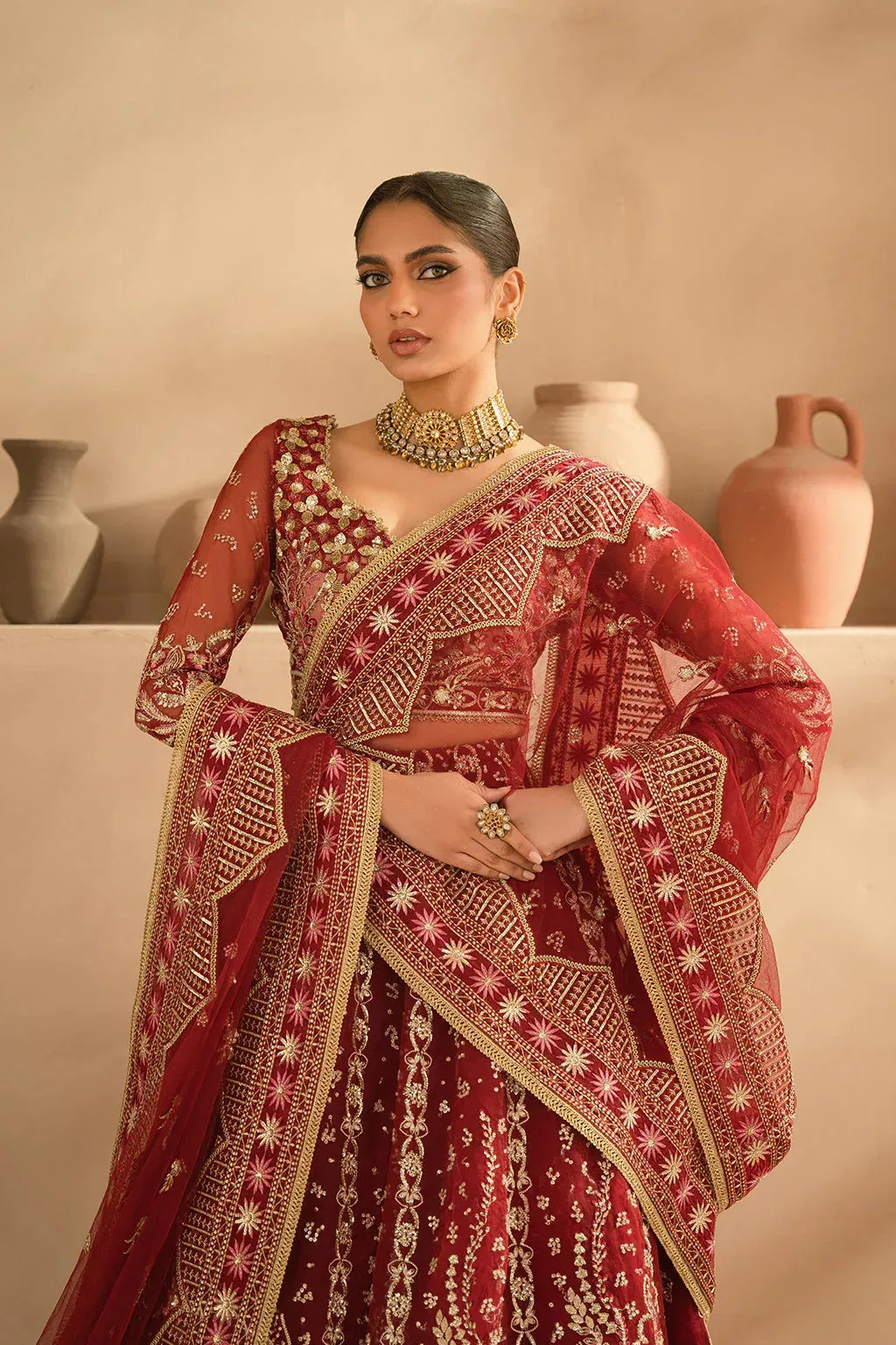 Ayzel Panache Wedding Formals Maroon Raw Silk – view 3 – Poshaq