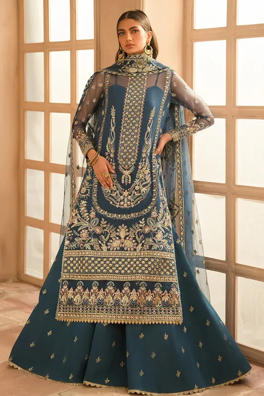 Ayzel Panache Wedding Formals Blue Gray Raw Silk – view 1 – Poshaq