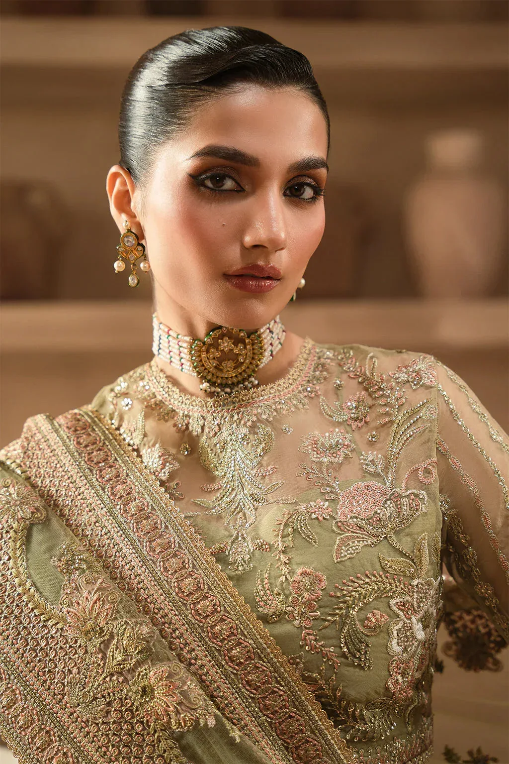 Ayzel Panache Wedding Formals Olive Green Raw Silk – view 3 – Poshaq