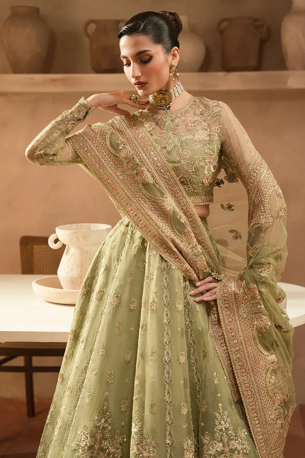 Ayzel Panache Wedding Formals Olive Green Raw Silk – view 4 – Poshaq