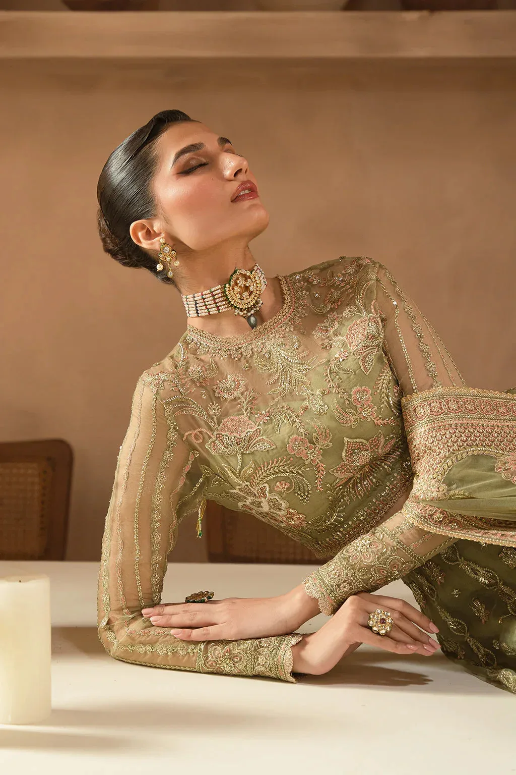 Ayzel Panache Wedding Formals Olive Green Raw Silk – view 5 – Poshaq