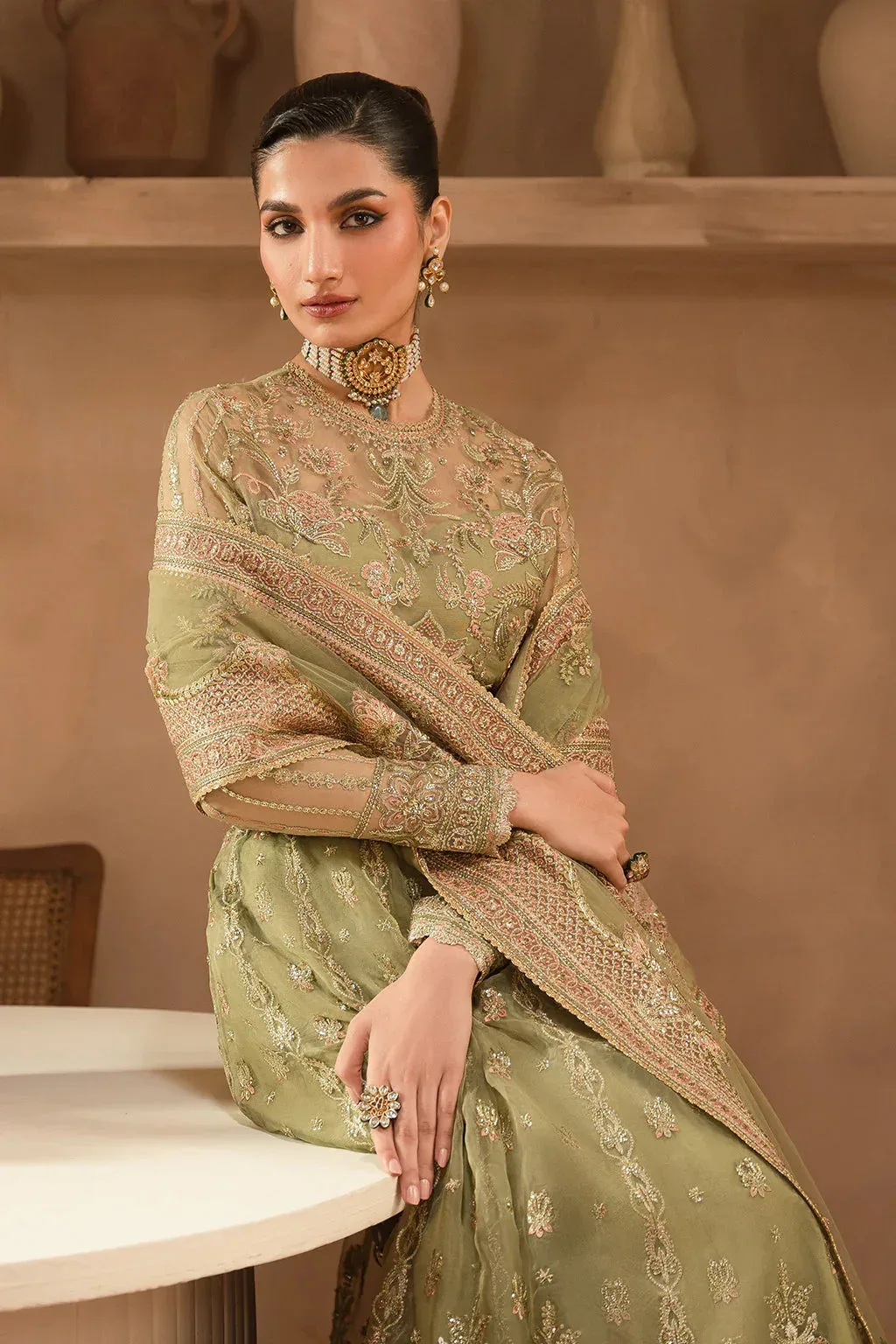 Ayzel Panache Wedding Formals Olive Green Raw Silk – view 7 – Poshaq