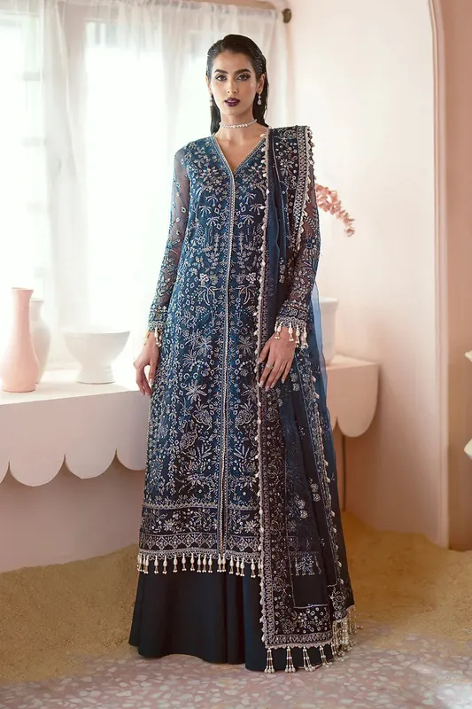 Ayzel Luminara Wedding Formals Blue Raw Silk – view 1 – Poshaq