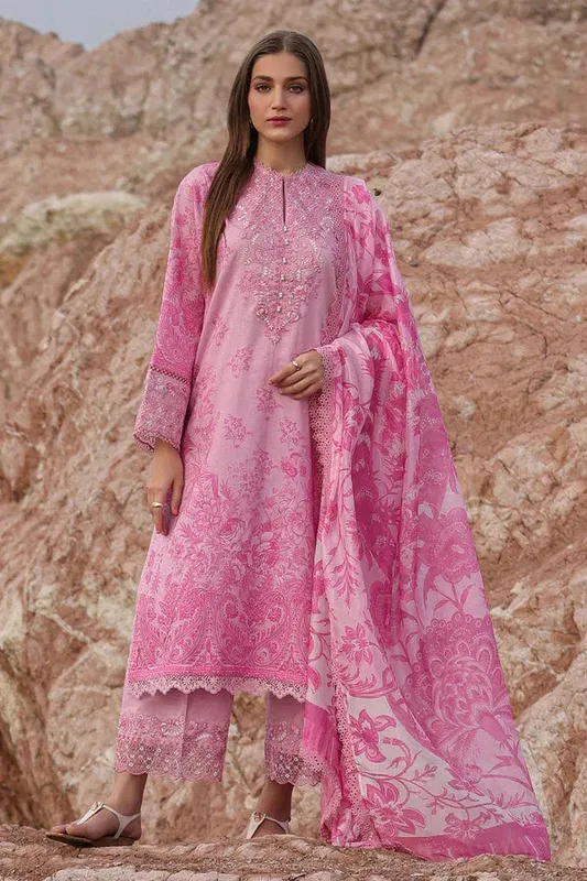 Ayzel Tropicana Lawn 24 Pink Organza – view 1 – Poshaq