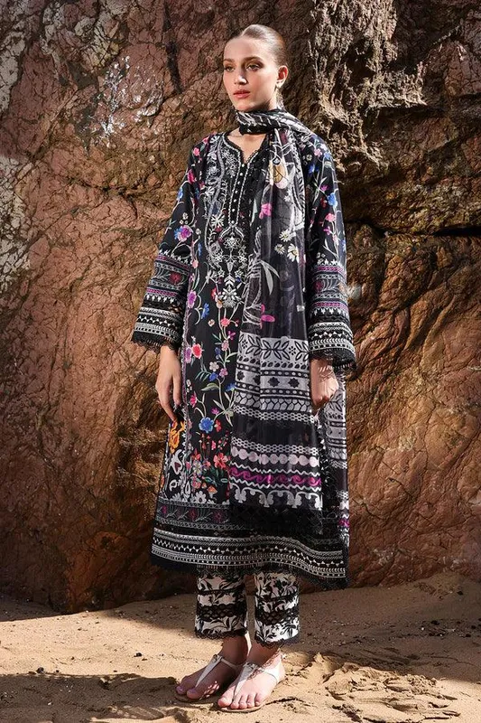 Ayzel Tropicana Lawn 24 Black Organza – view 1 – Poshaq