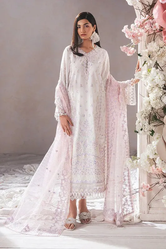 Ayzel Eudora Luxury Lawn 24 Off White Organza – view 1 – Poshaq