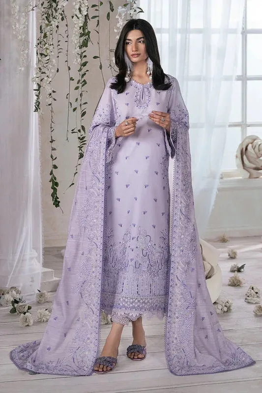 Ayzel Eudora Luxury Lawn 24 Lilac Organza – view 1 – Poshaq