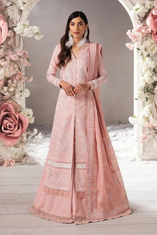 Ayzel Eudora Luxury Lawn 24 Pink Organza – view 1 – Poshaq