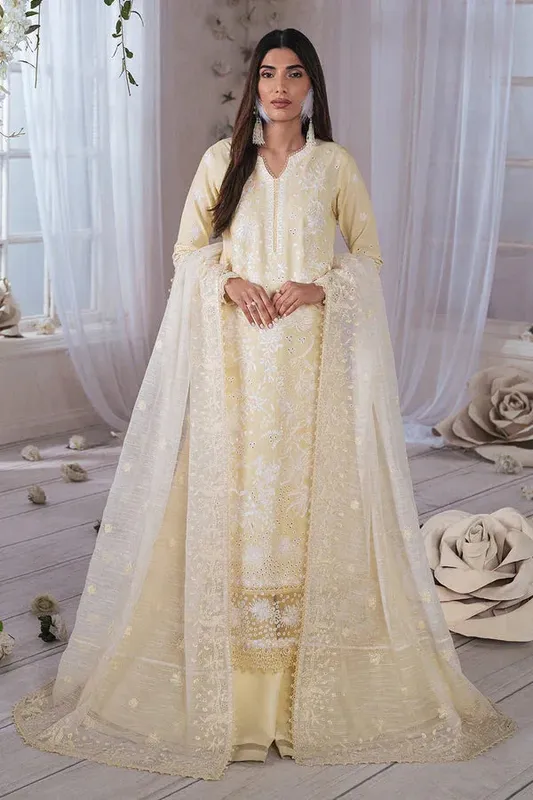 Ayzel Eudora Luxury Lawn 24 Yellow Organza – view 1 – Poshaq