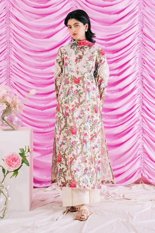 Ayzel Renisa Lawn Collection Cream Organza – view 1 – Poshaq