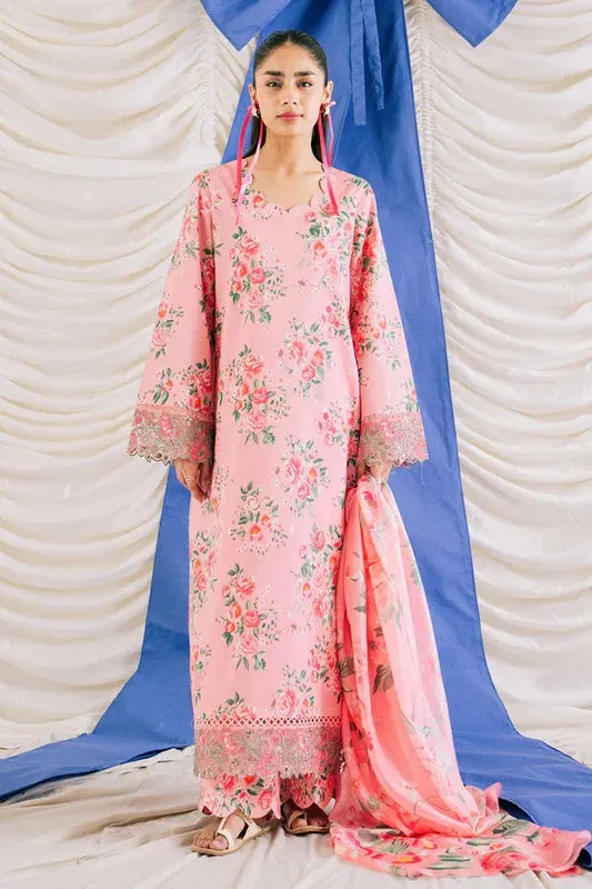 Ayzel Renisa Lawn Collection Pink Organza – view 1 – Poshaq