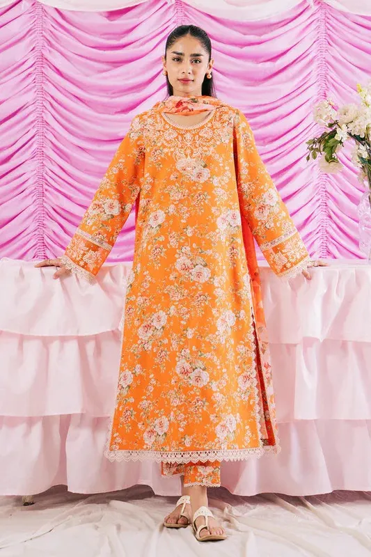 Ayzel Renisa Lawn Collection Orange Organza – view 1 – Poshaq