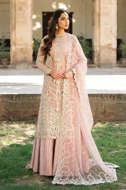 Ayzel Pehli Nazar Wedding Formals Pink Raw Silk – view 1 – Poshaq