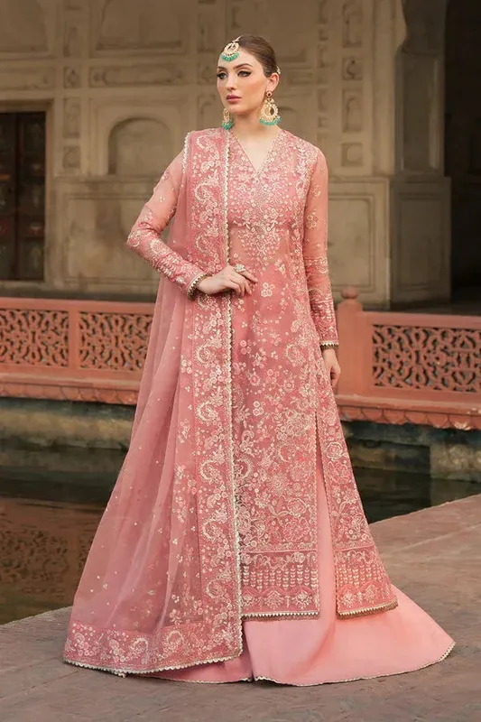 Ayzel Pehli Nazar Wedding Formals Pink Raw Silk – view 1 – Poshaq