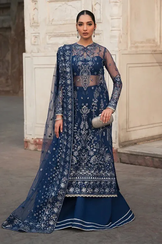 Ayzel Pehli Nazar Wedding Formals Blue Raw Silk – view 1 – Poshaq
