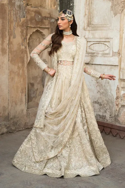 Ayzel Pehli Nazar Wedding Formals Ivory Raw Silk – view 1 – Poshaq