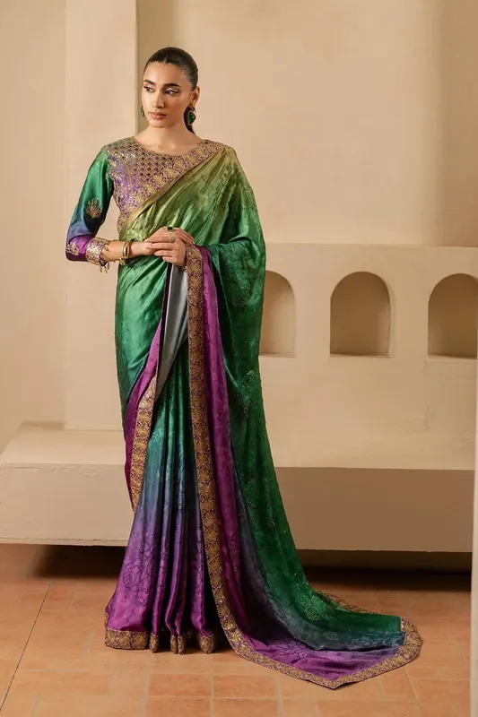 Alizeh Formals 26 Emerald Green Silk – view 1 – Poshaq