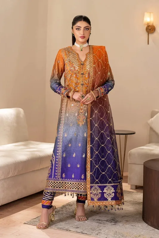 Alizeh Formals 26 Orange Organza – view 1 – Poshaq
