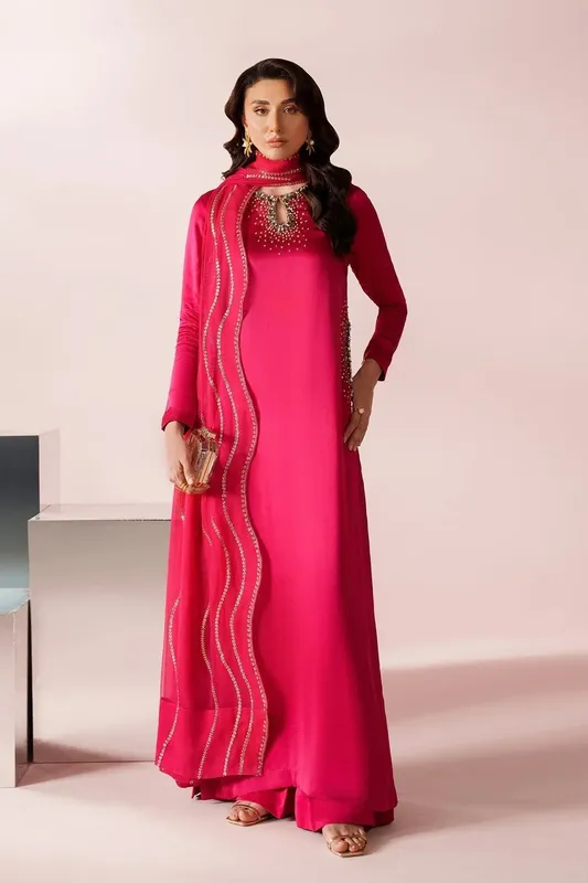 Alizeh Ready to Wear Hot Pink Chiffon – view 1 – Poshaq