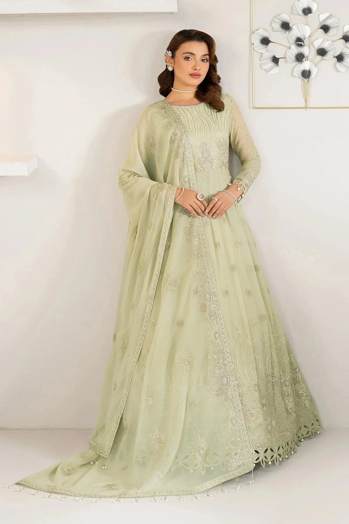 Alizeh Formals Wear mint green Raw Silk – view 4 – Poshaq