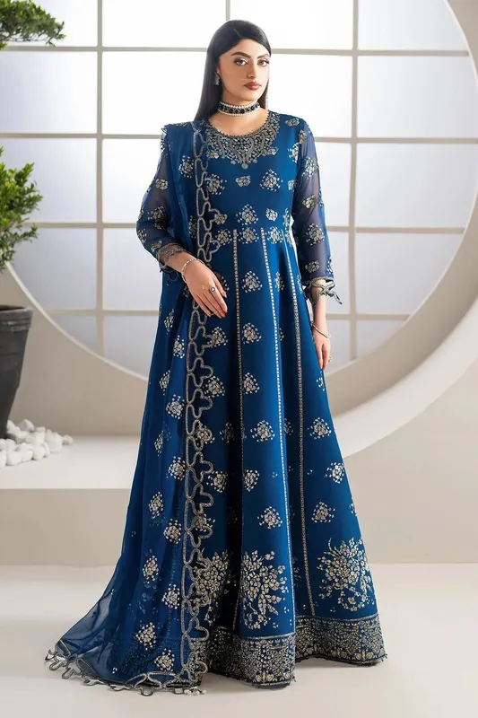 Alizeh Formals Wear midnight blue Organza – view 1 – Poshaq