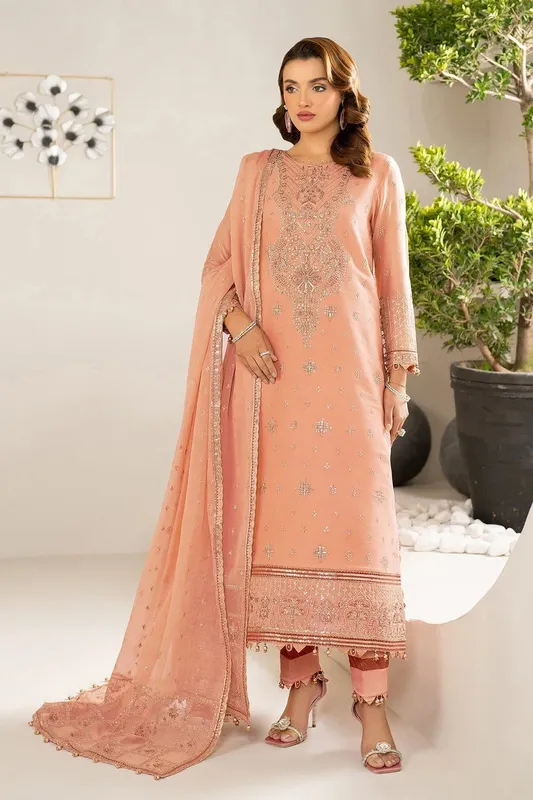 Alizeh Formals Wear soft peach Raw Silk – view 1 – Poshaq