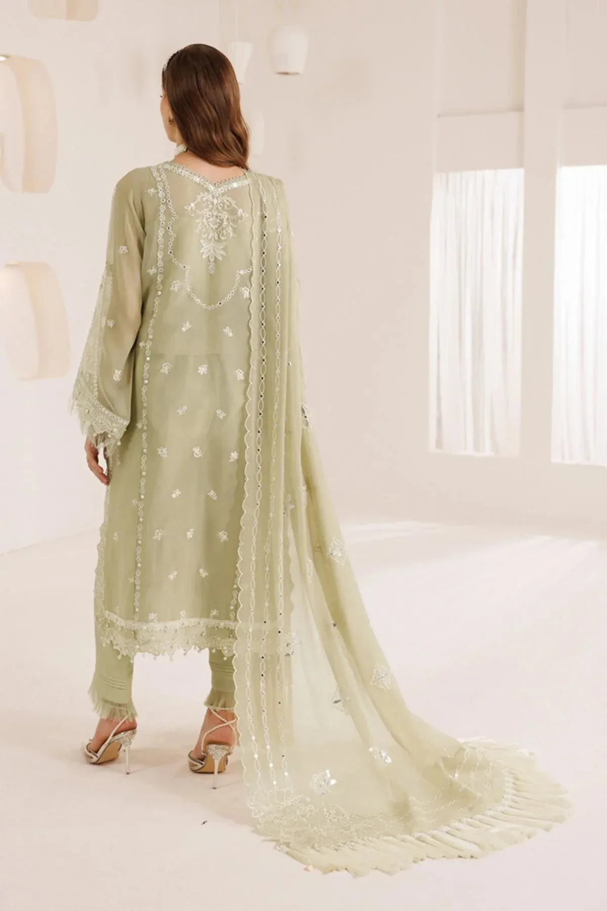 Alizeh Dhaagay 25 mint green Raw Silk – view 2 – Poshaq