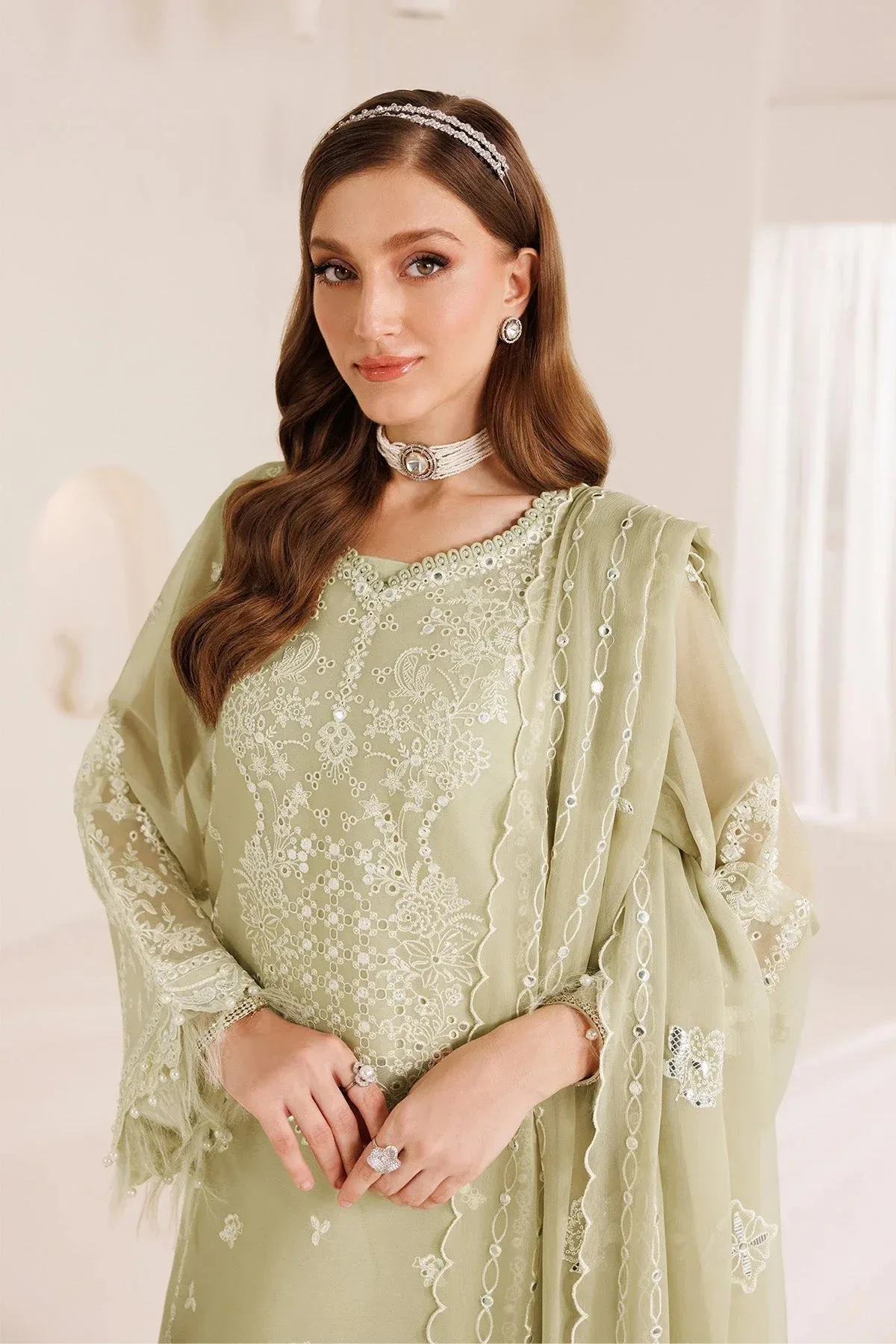 Alizeh Dhaagay 25 mint green Raw Silk – view 4 – Poshaq