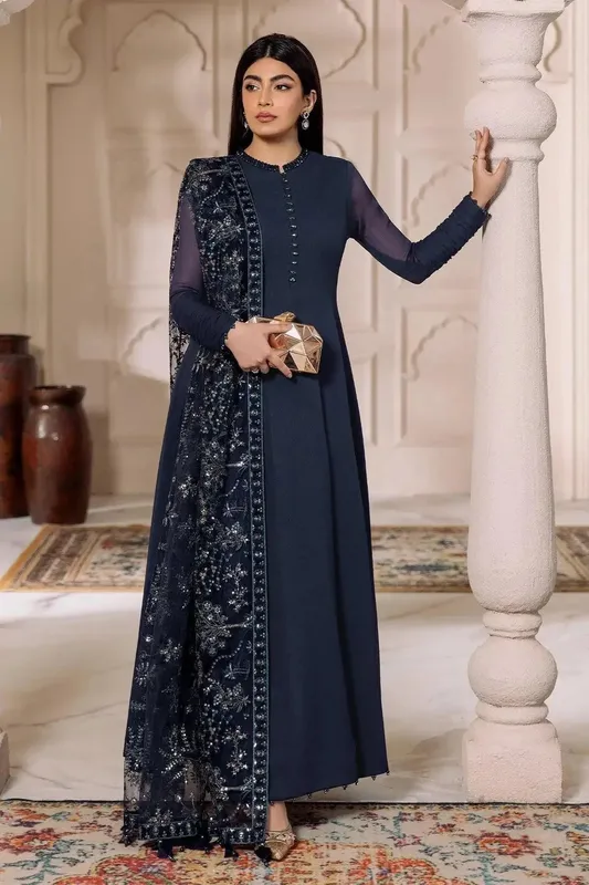 Alizeh Ready to wear navy blue Chiffon – view 1 – Poshaq