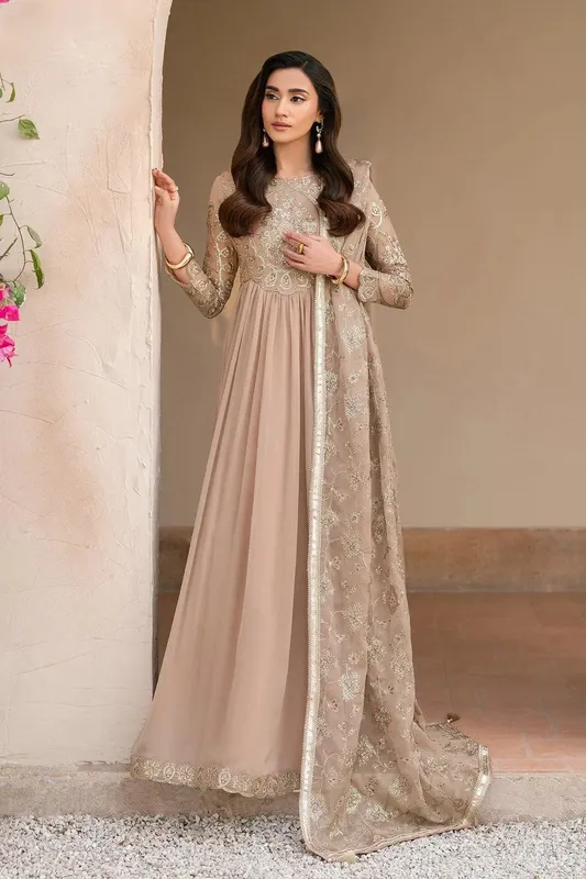 Alizeh Ready to wear Beige Chiffon – view 1 – Poshaq