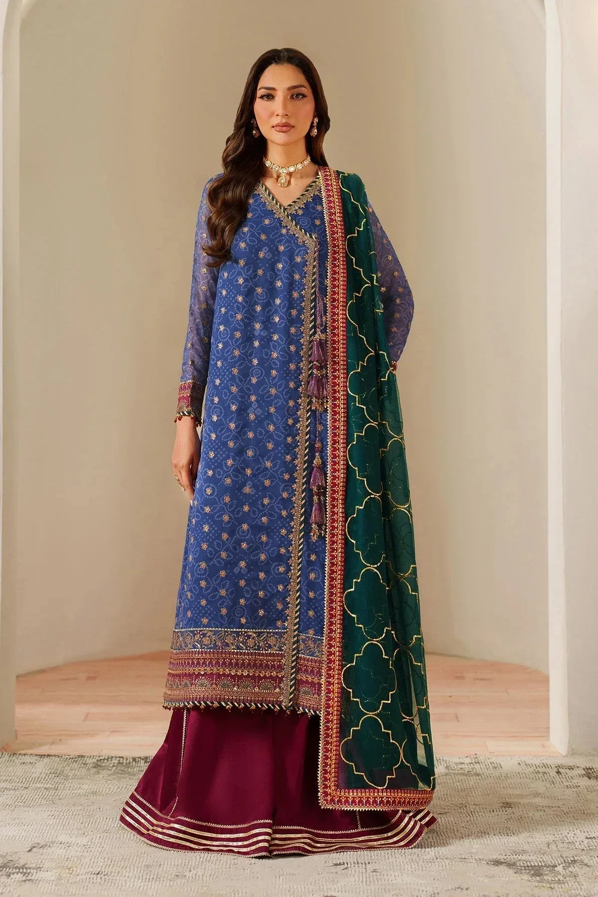 Alizeh Fleur Chiffon royal blue Organza – view 1 – Poshaq
