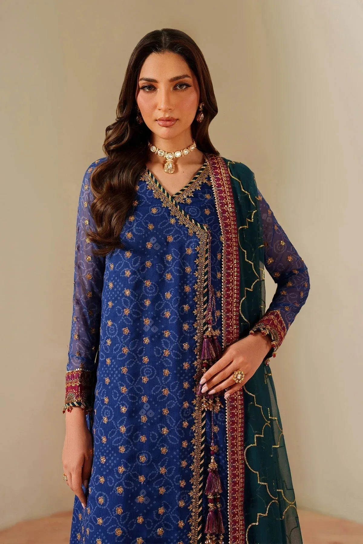 Alizeh Fleur Chiffon royal blue Organza – view 4 – Poshaq