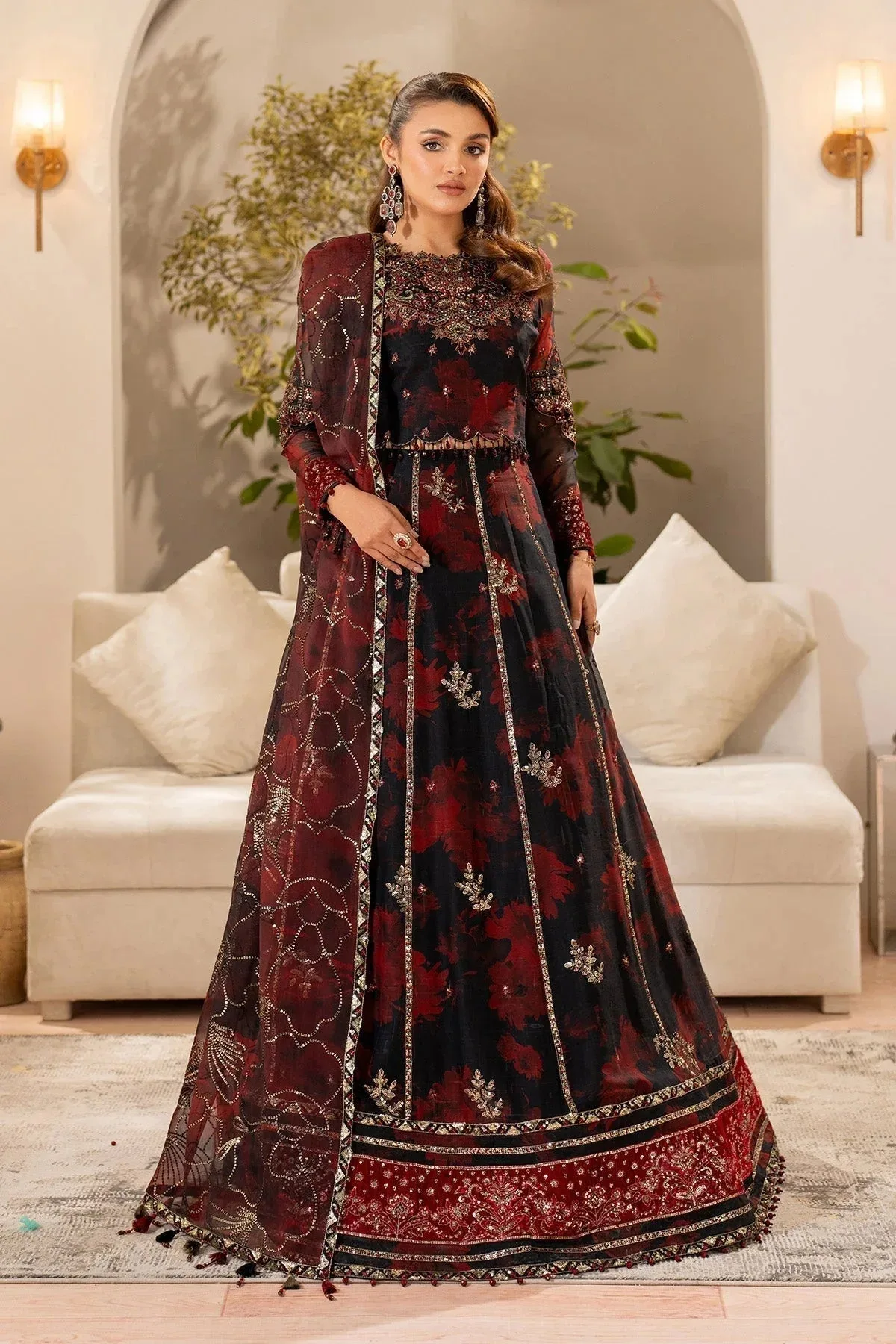 Alizeh Fleur Chiffon black Raw Silk – view 4 – Poshaq