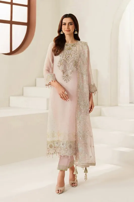 Alizeh Reena Handmade 25 blush pink Raw Silk – view 1 – Poshaq
