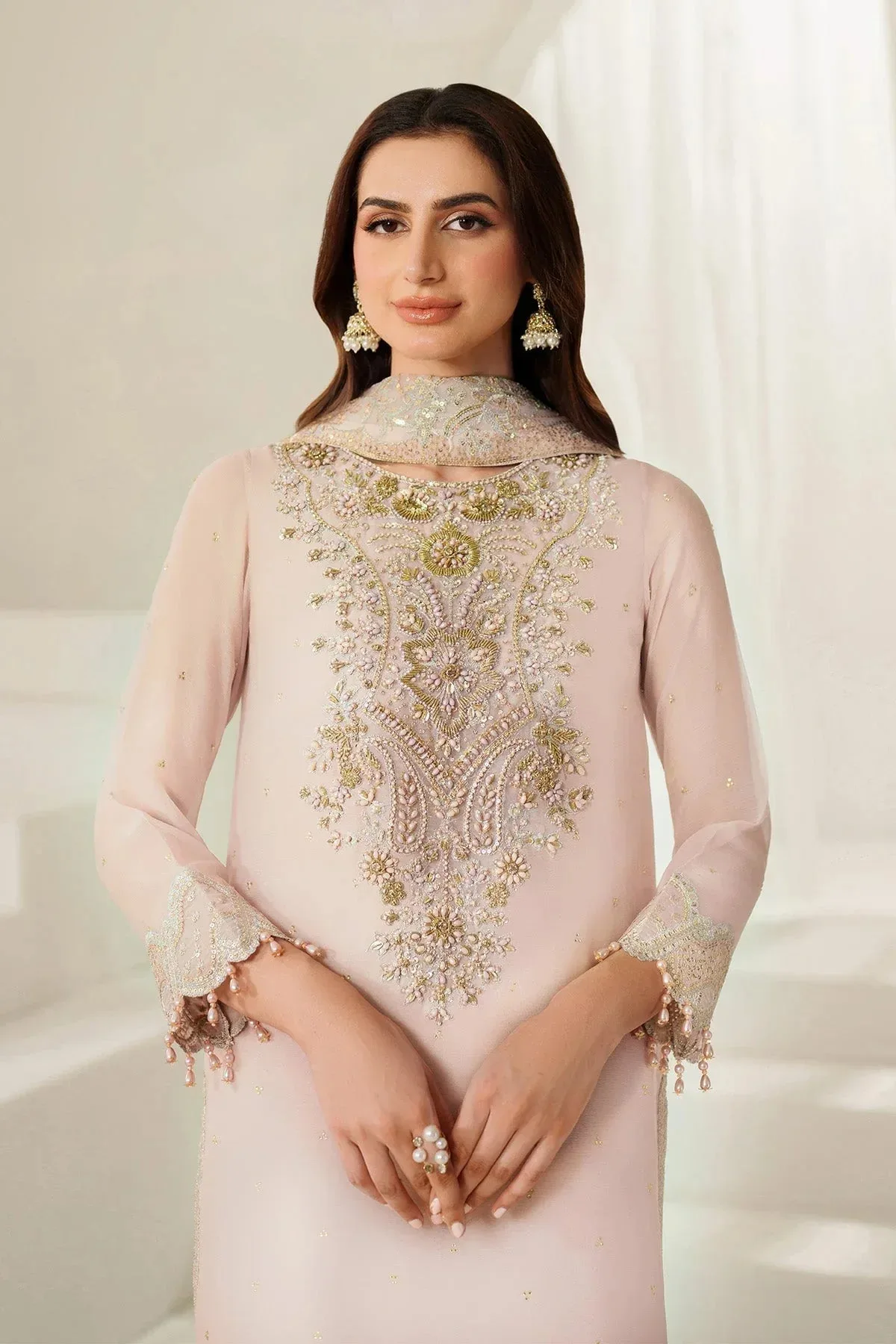 Alizeh Reena Handmade 25 blush pink Raw Silk – view 3 – Poshaq