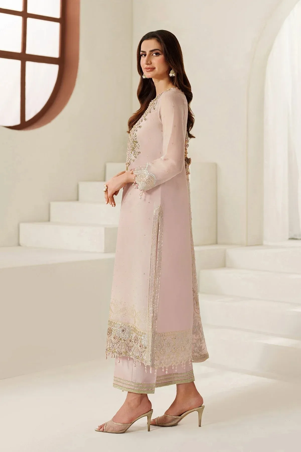 Alizeh Reena Handmade 25 blush pink Raw Silk – view 4 – Poshaq