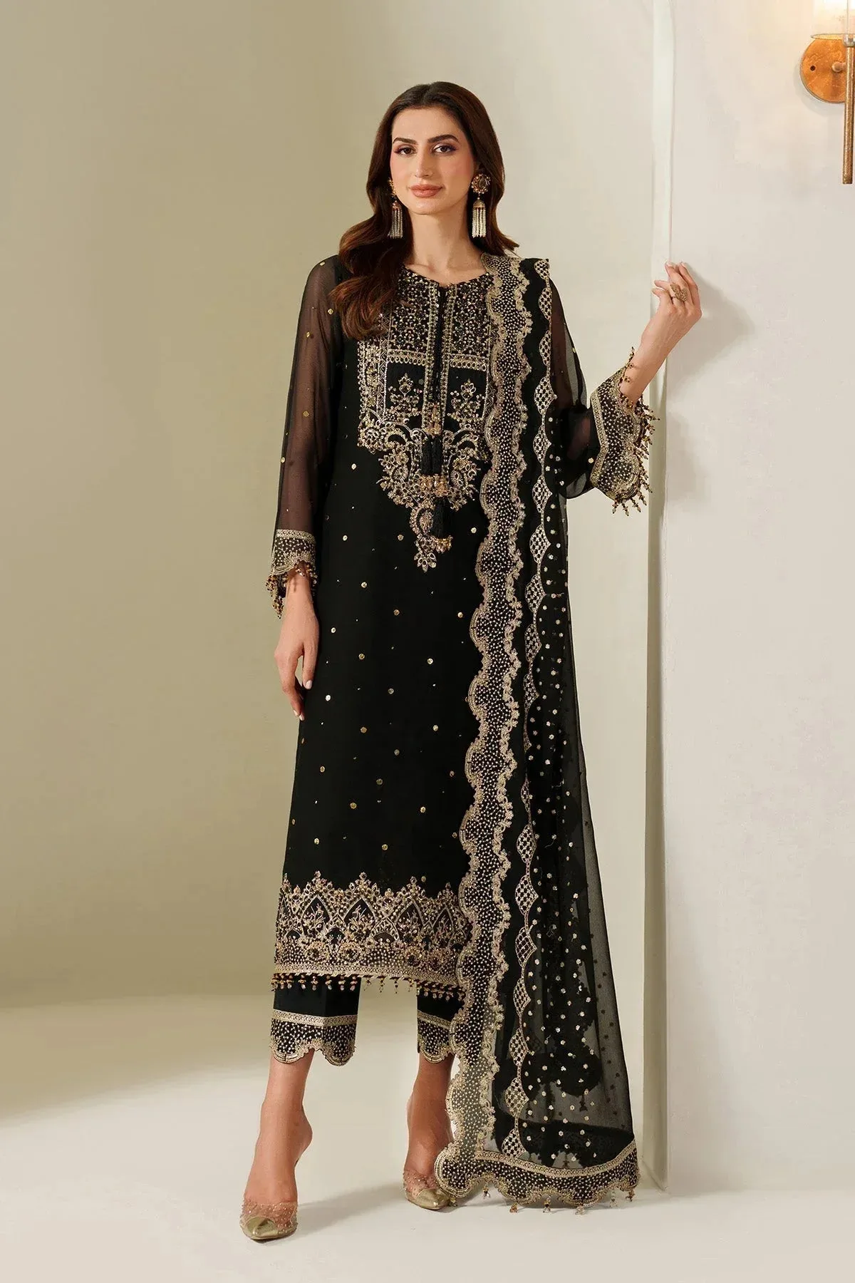 Alizeh Reena Handmade 25 black Organza – view 1 – Poshaq