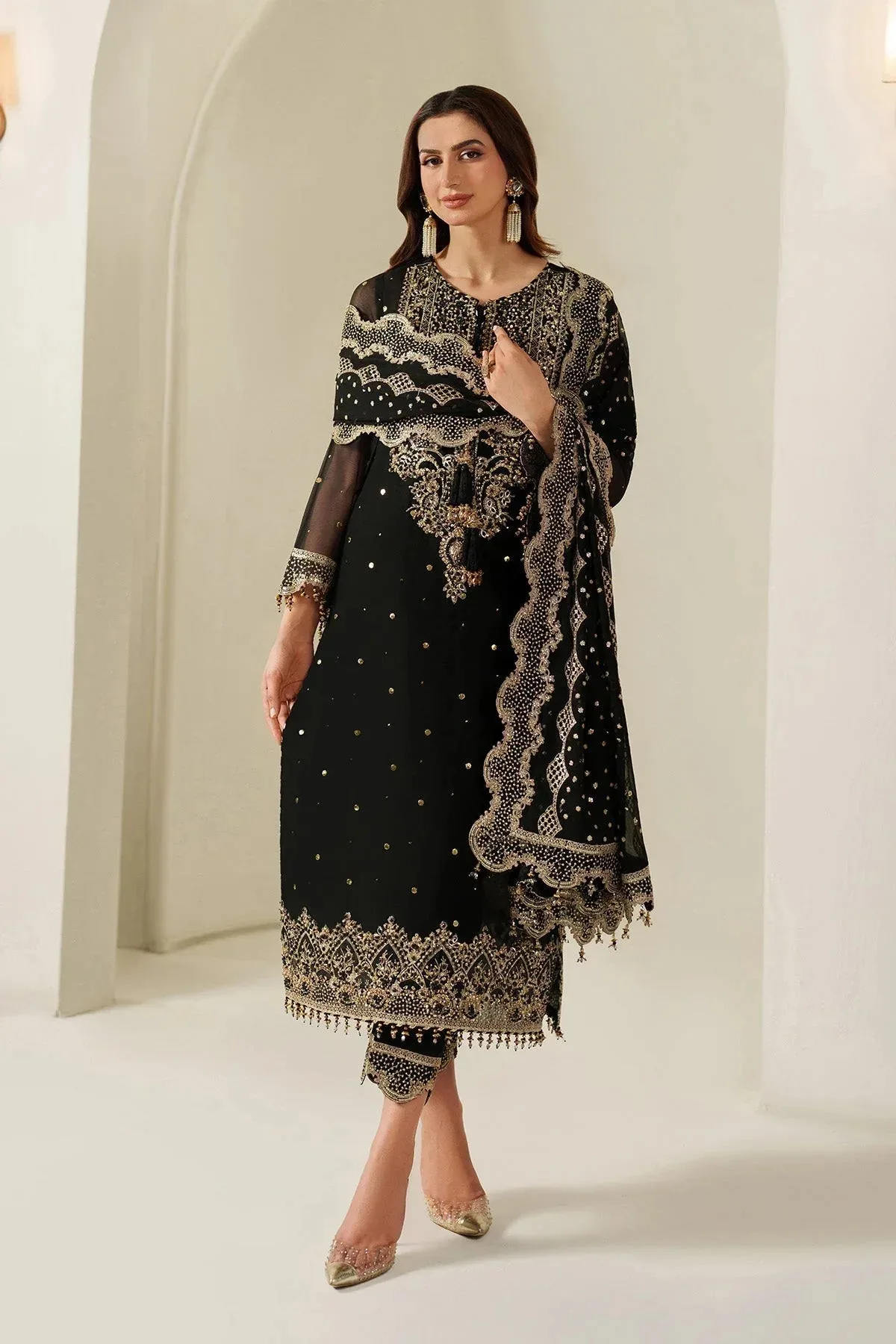 Alizeh Reena Handmade 25 black Organza – view 3 – Poshaq