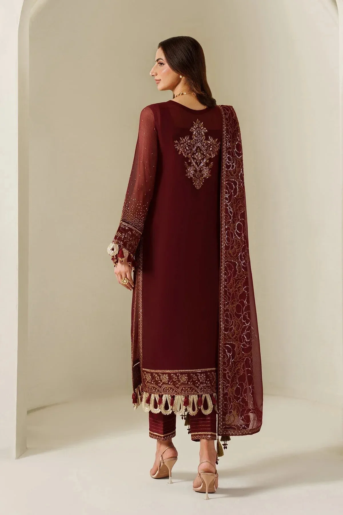 Alizeh Reena Handmade 25 Maroon Raw Silk – view 2 – Poshaq