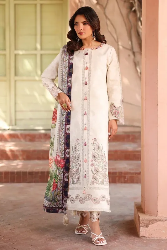 Alizeh Embroidered Printed Festive Edit 25 Ivory Silk – view 1 – Poshaq
