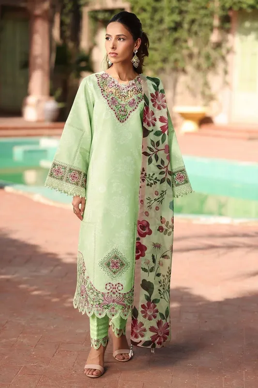 Alizeh Embroidered Printed Festive Edit 25 Pastel Mint Chiffon – view 1 – Poshaq
