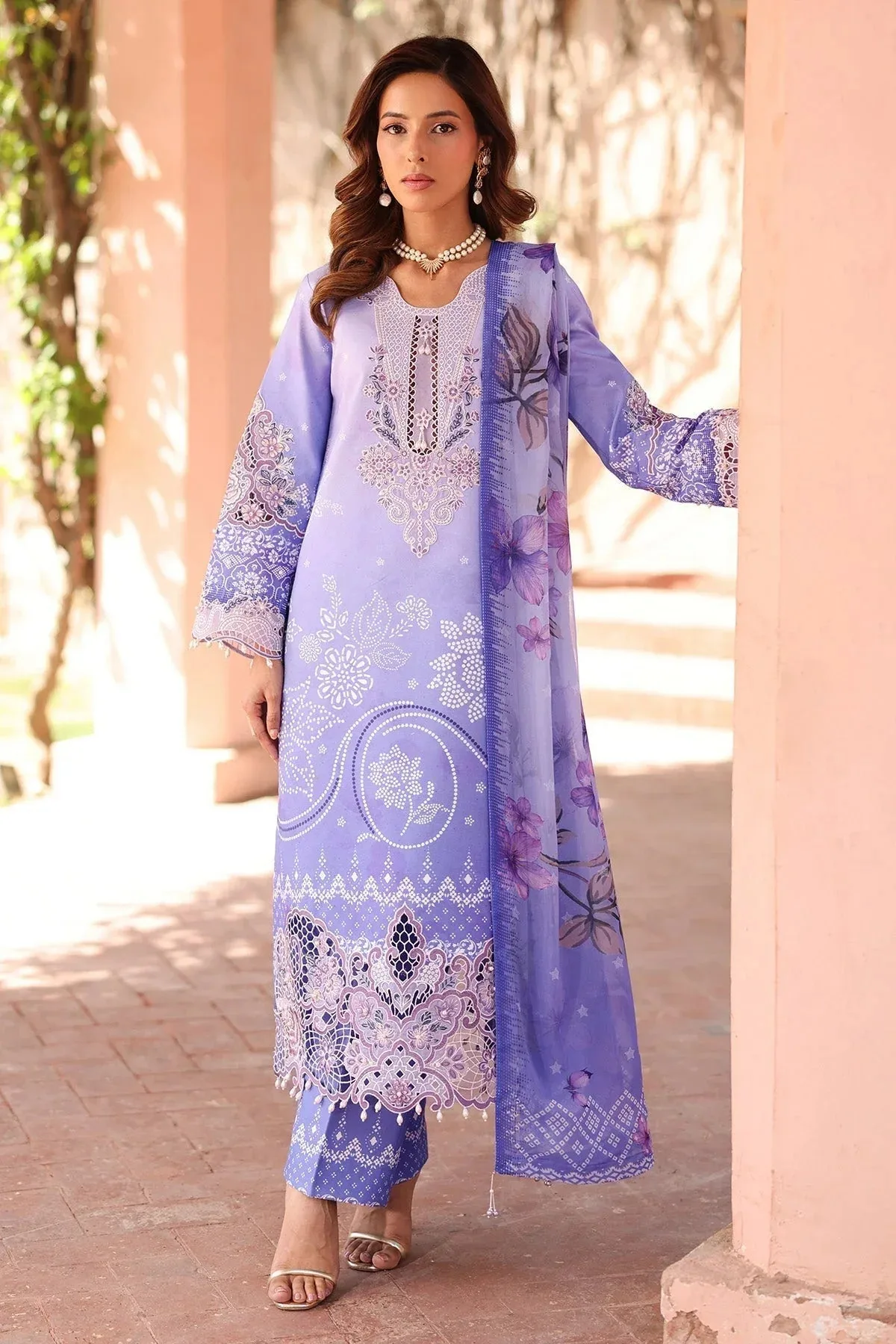 Alizeh Embroidered Printed Festive Edit 25 Lavender Chiffon – view 1 – Poshaq